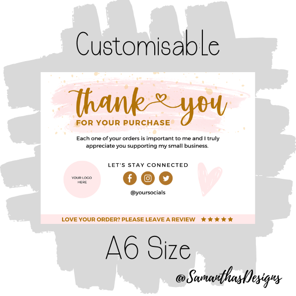 Design 14 - Customisable Thank You Card - A6
