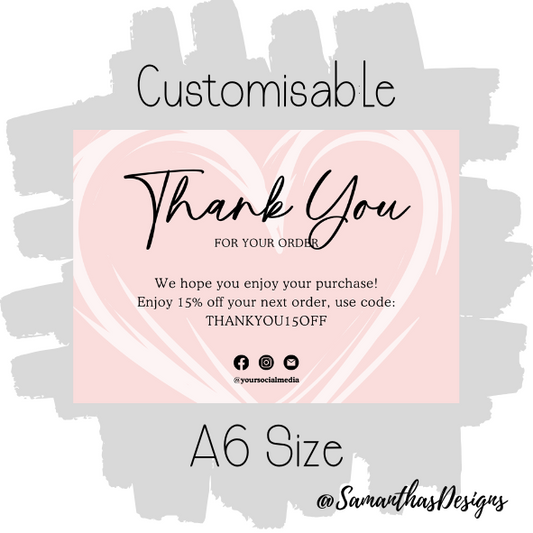 Design 16 - Customisable Thank You Card - A6