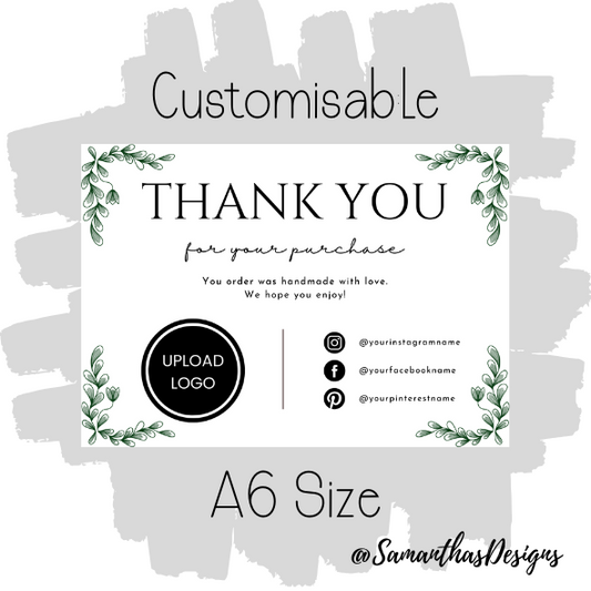 Design 17 - Customisable Thank You Card - A6