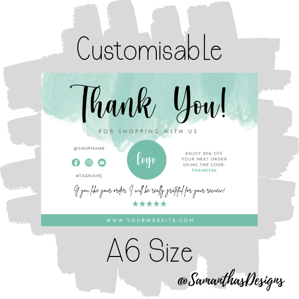 Design 18 - Customisable Thank You Card - A6