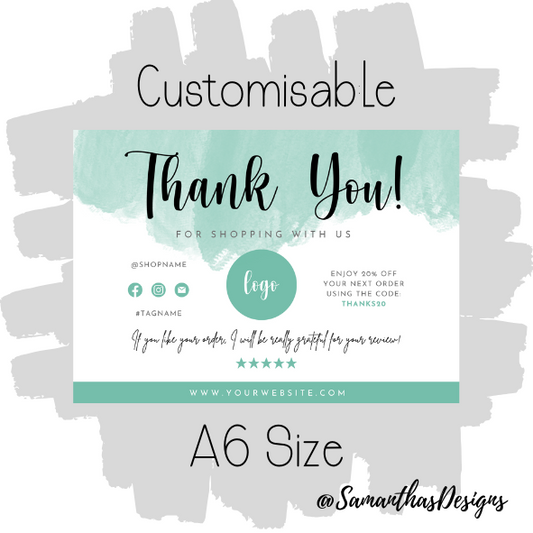 Design 18 - Customisable Thank You Card - A6