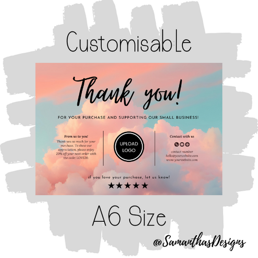 Design 19 - Customisable Thank You Card - A6