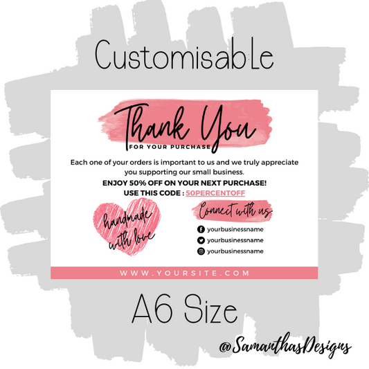 Design 4 - Customisable Thank You Card - A6