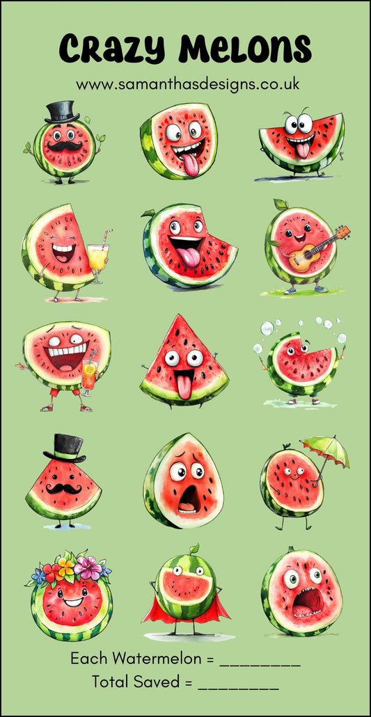 Crazy Melons Savings Challenge - A6 Cash Stuffing Tracker - Samantha's Designs