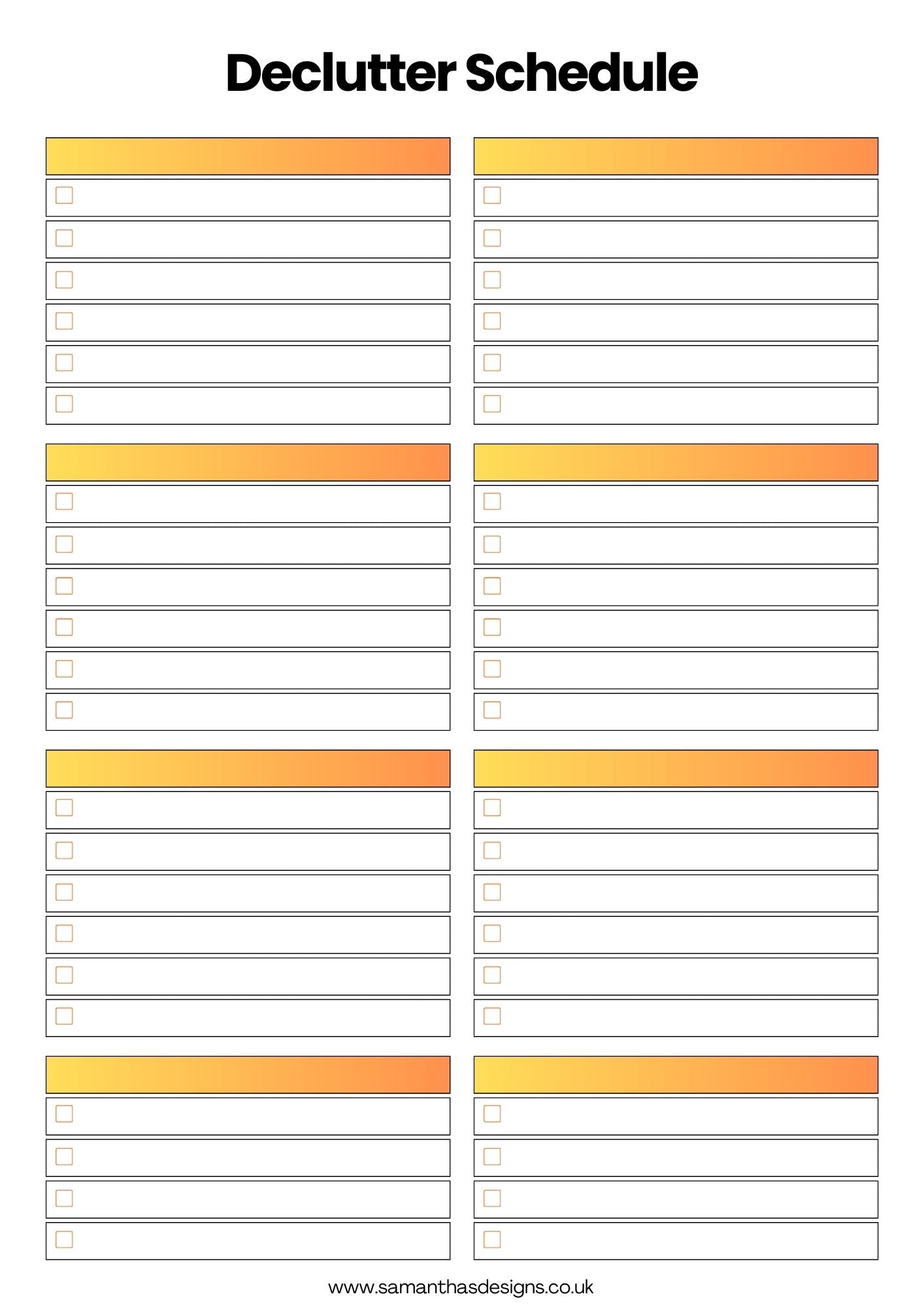 Declutter Schedule inside of the Cleaning Planner