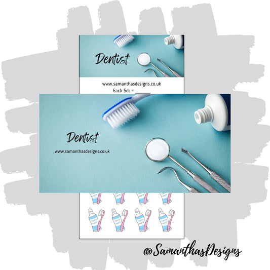 Dentist Savings Tracker is on a white background with a colourful banner and toothpaste and toothbrush illustrations.