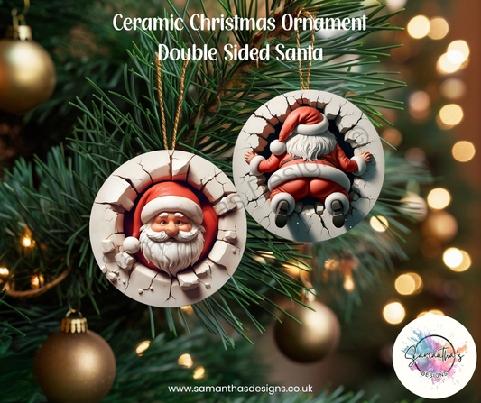 Ceramic Christmas Ornament - Santa - Double Sided