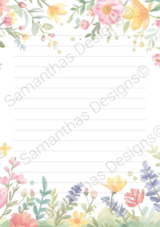 A5 Tear-Off Lined Notepad - Floral 1 Design