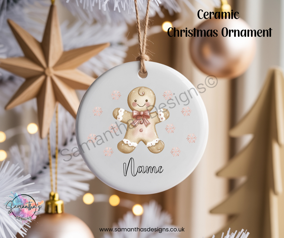 Ceramic Christmas Ornament - Personalised Gingerbread Man