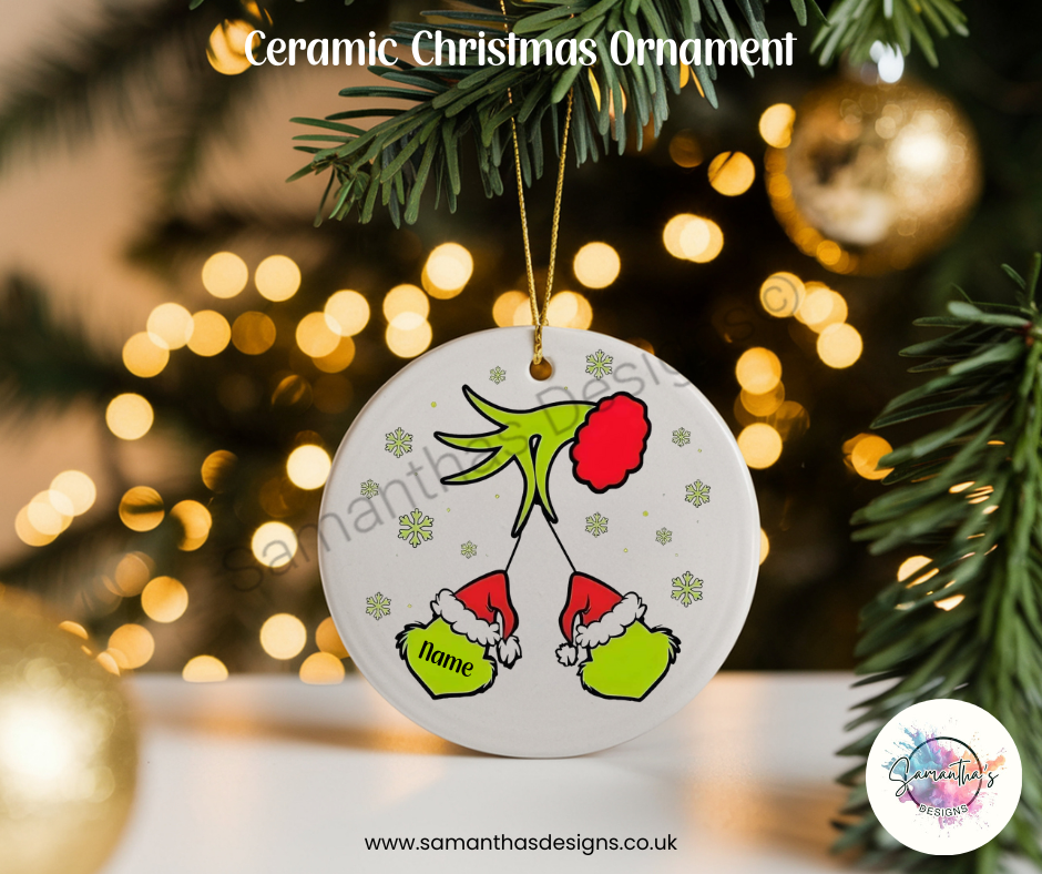 Grinch Personalised Ceramic Christmas Ornaments