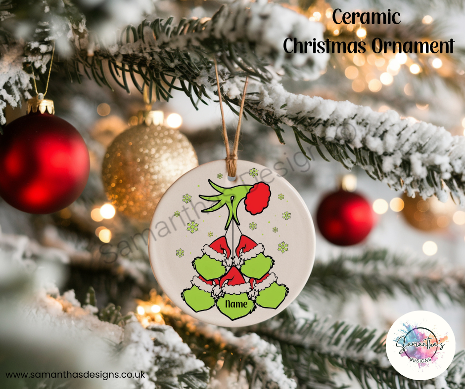 Grinch Personalised Ceramic Christmas Ornaments