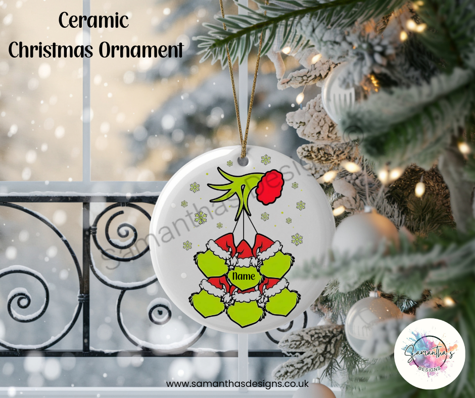 Grinch Personalised Ceramic Christmas Ornaments