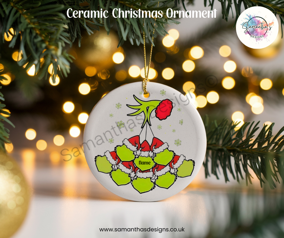 Grinch Personalised Ceramic Christmas Ornaments