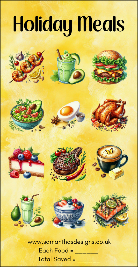 Holiday Meals Savings Tracker - A6 Cash Stuffing - Samantha's Designs