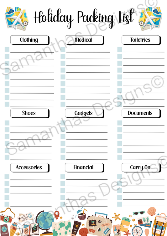 A4 Tear-Off Holiday Packing List Pad