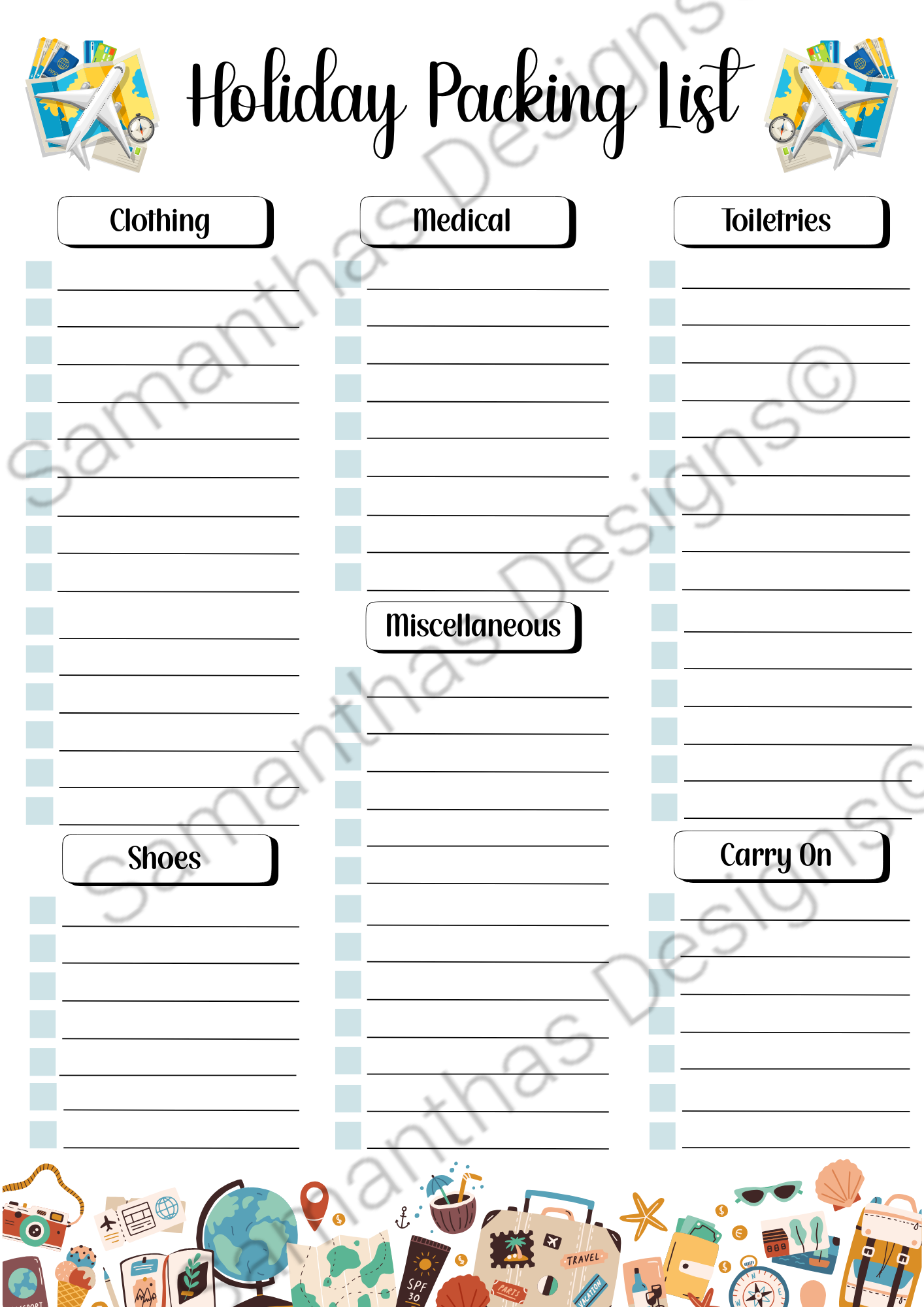 A4 Tear-Off Holiday Packing List Pad