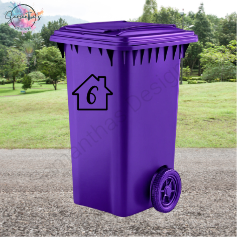Wheelie Bin Number Vinyl Decal - Design 3