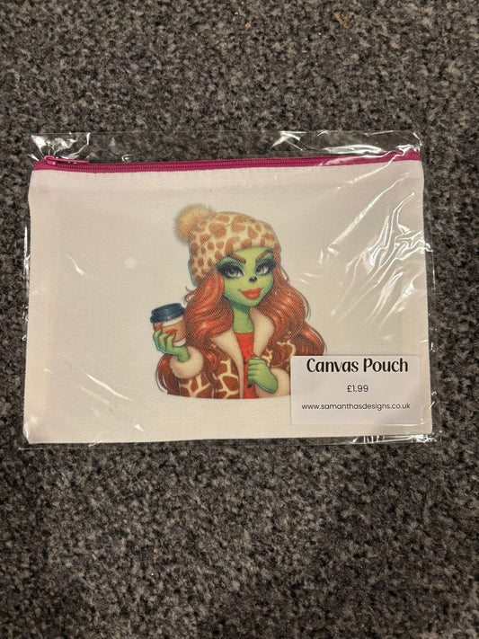 REDUCED TO CLEAR - Female Grinch Canvas Pouch