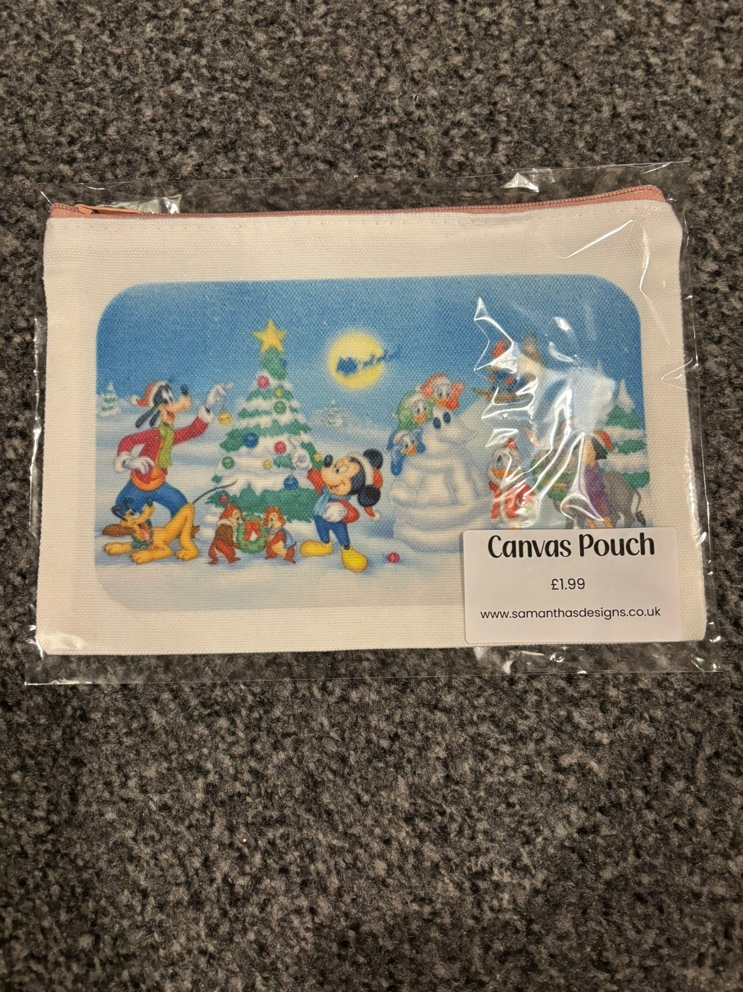 REDUCED TO CLEAR - Christmas Mickey Mouse & Friends Canvas Pouch