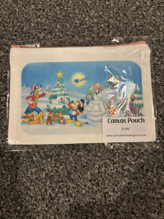 REDUCED TO CLEAR - Christmas Mickey Mouse & Friends Canvas Pouch