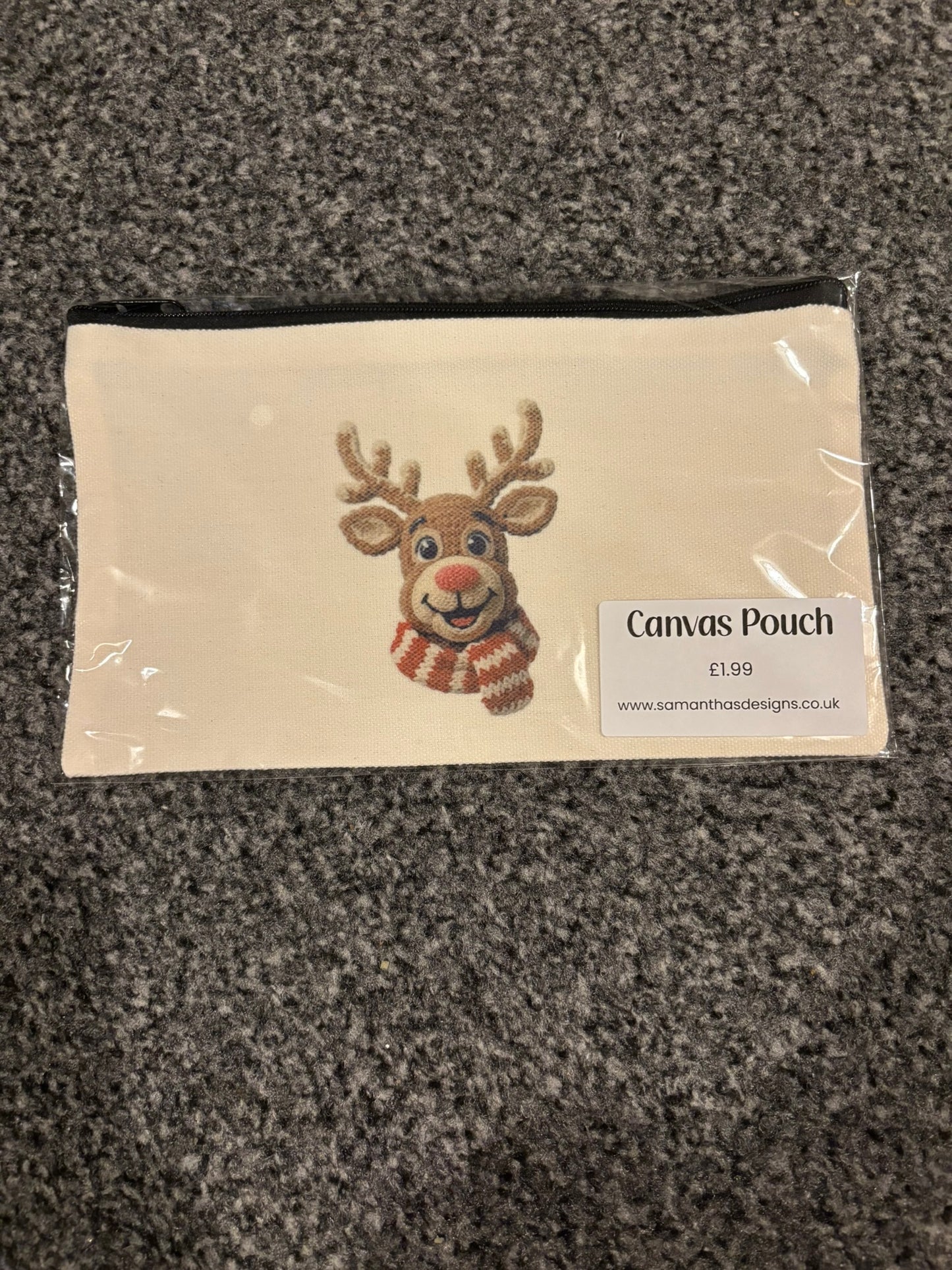 REDUCED TO CLEAR - Knitted Design Rudolph Canvas Pouch