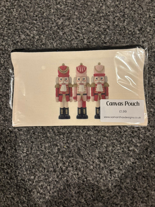 REDUCED TO CLEAR - Knitted Design Nutcracker Canvas Pouch