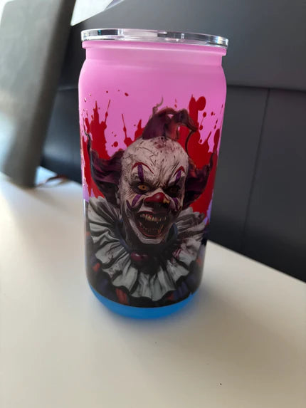 Pink and Blue Ombre Tumbler with IT the Clown Illustrations