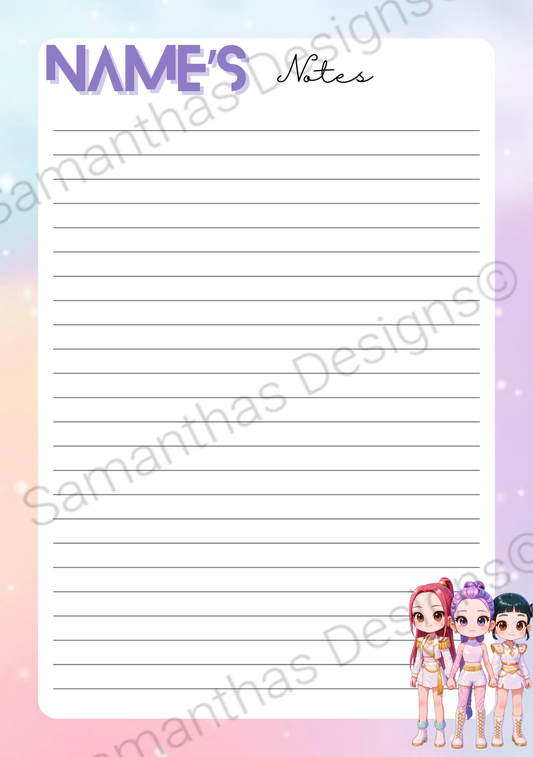 A5 Tear-Off Lined Notepad - K Pop Demon Hunters