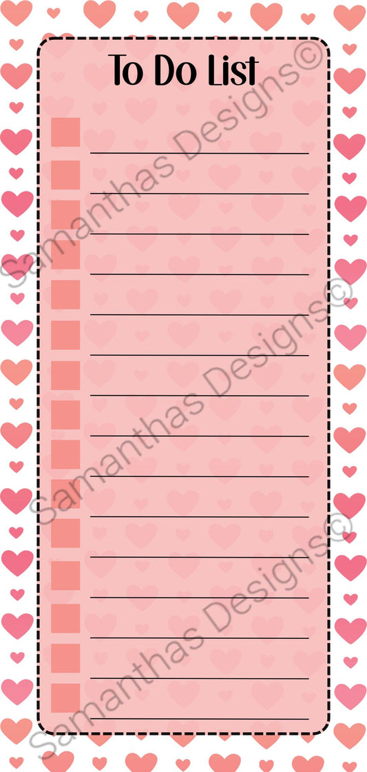 To Do List Pad - Love Hearts