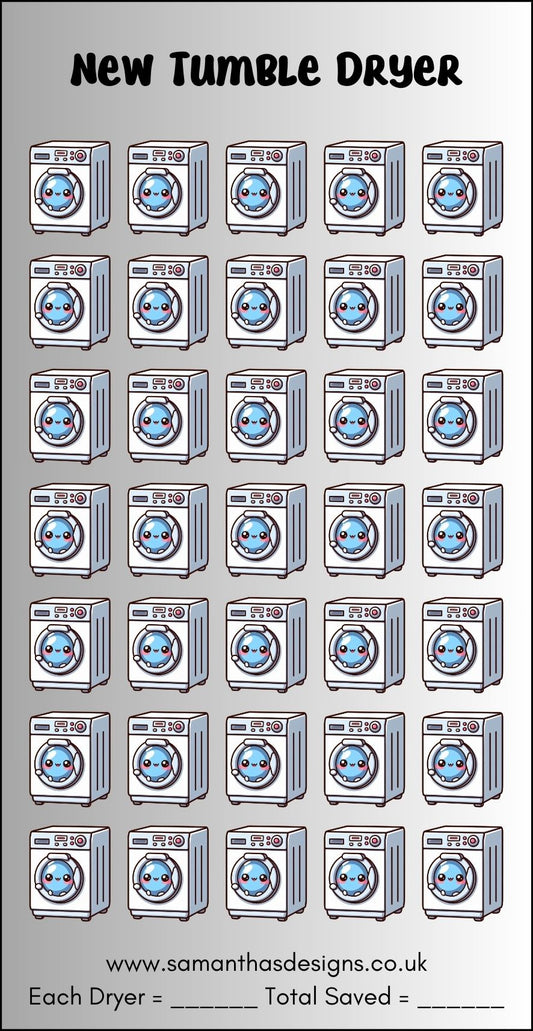 New Tumble Dryer Savings Tracker - A6 Cash Stuffing - Samantha's Designs