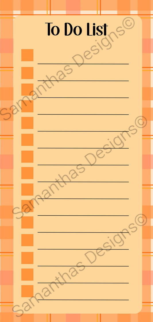 To Do List Pad -Orange Plaid