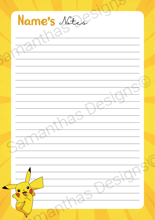 A5 Tear-Off Lined Notepad - Pikachu