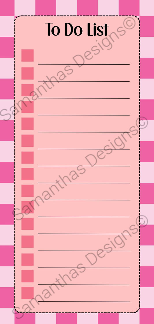 To Do List Pad - Pink Checkered