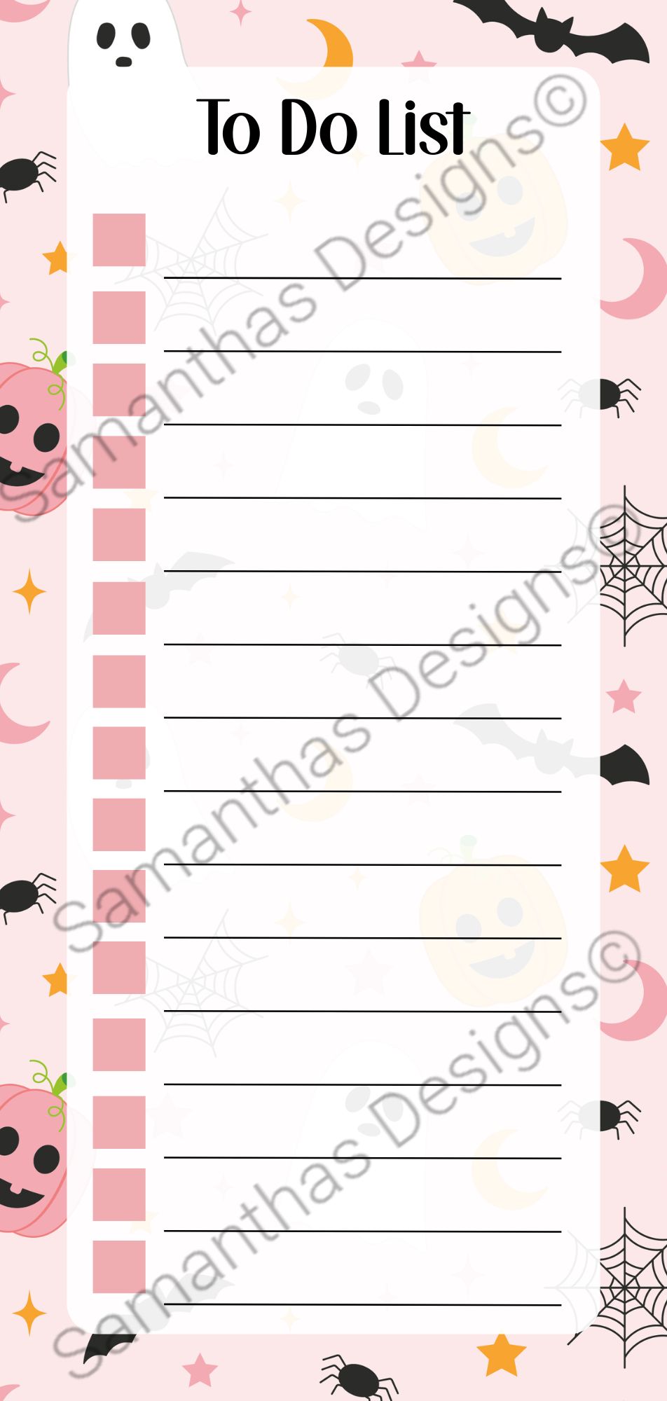 To Do List Pad - Pink Halloween