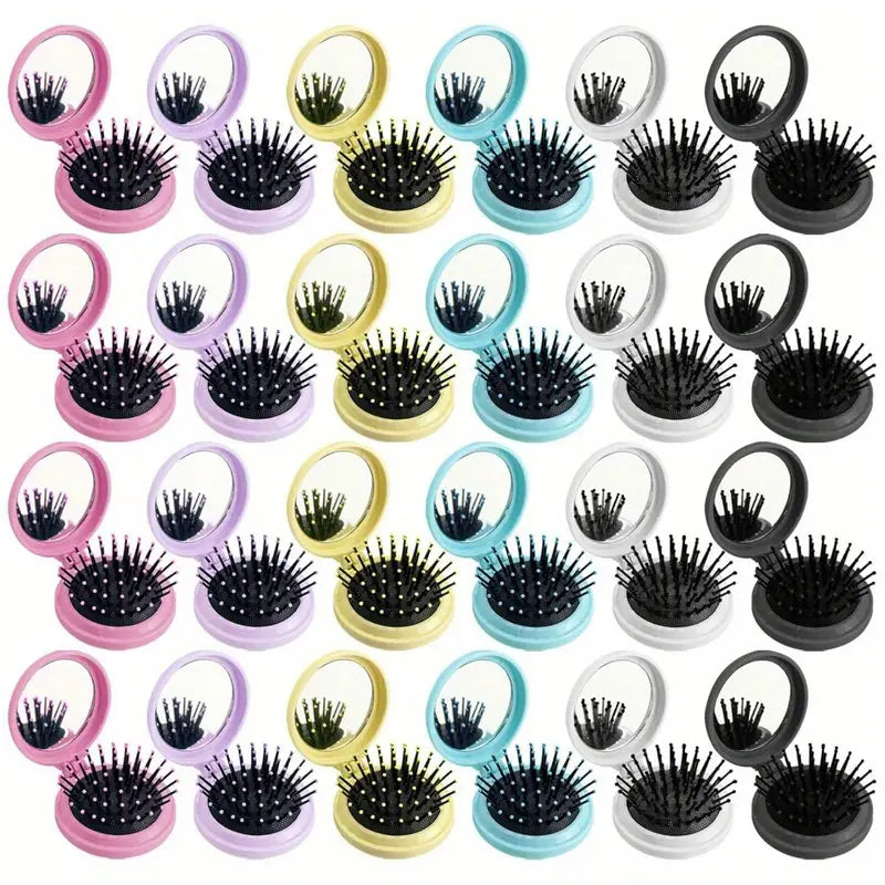 Personalised Pop-Up Mini Hair Brush with Mirror