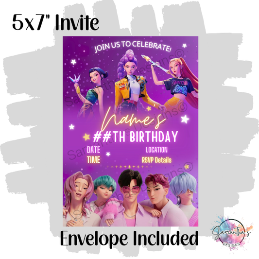 K-Pop Demon Hunters Personalised Birthday Party Invitation