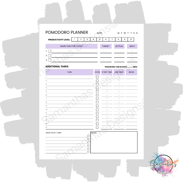 Pomodoro Planner Tear-Off Pad