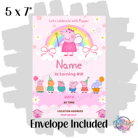 Peppa Pig Personalised Birthday Party Invitation