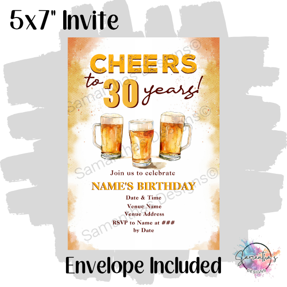 Cheers to # Years Birthday Invitation