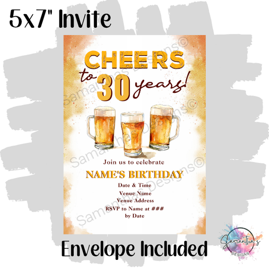 Cheers to # Years Birthday Invitation