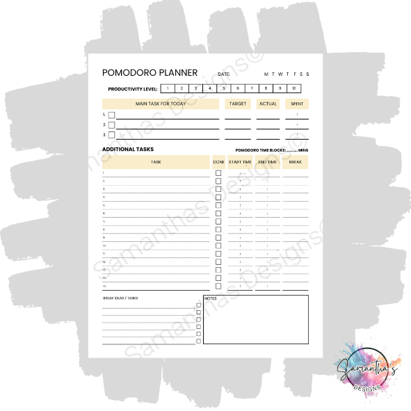 Pomodoro Planner Tear-Off Pad