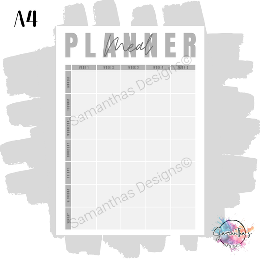 Reusable Monthly Meal Planner