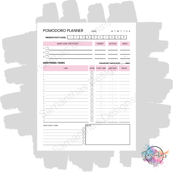 Pomodoro Planner Tear-Off Pad