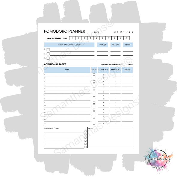 Pomodoro Planner Tear-Off Pad