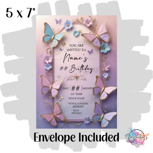 Butterfly Birthday Party Invitation