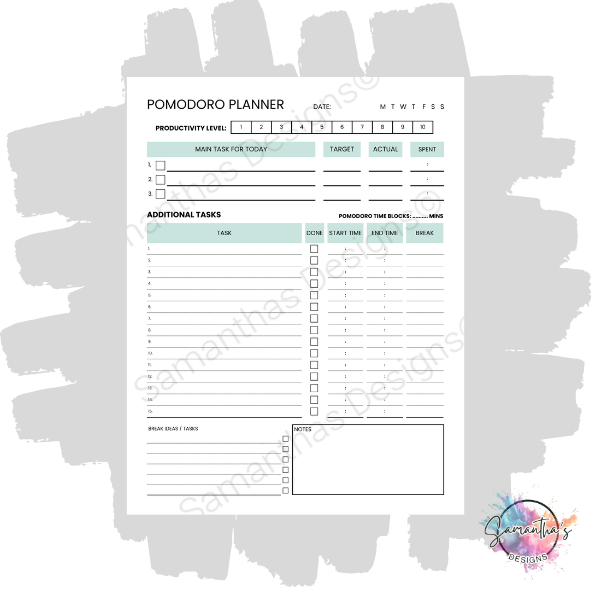 Pomodoro Planner Tear-Off Pad