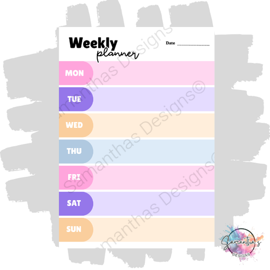 Colourful Weekly Planner Tear-Off Pad