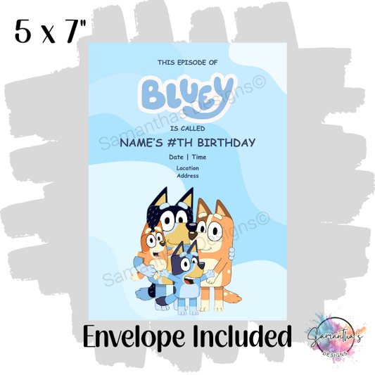 Bluey Personalised Birthday Party Invitation