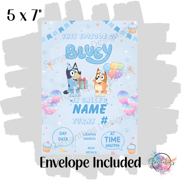 Bluey Personalised Birthday Party Invitation
