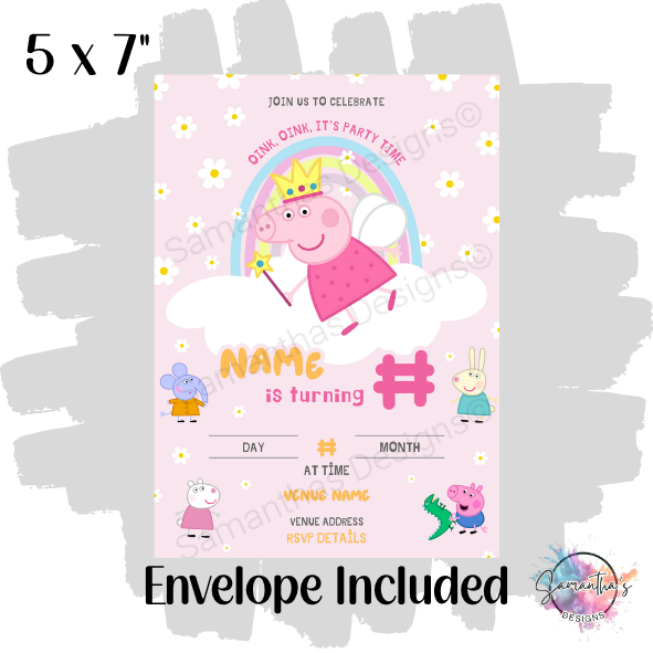 Peppa Pig Personalised Birthday Party Invitation